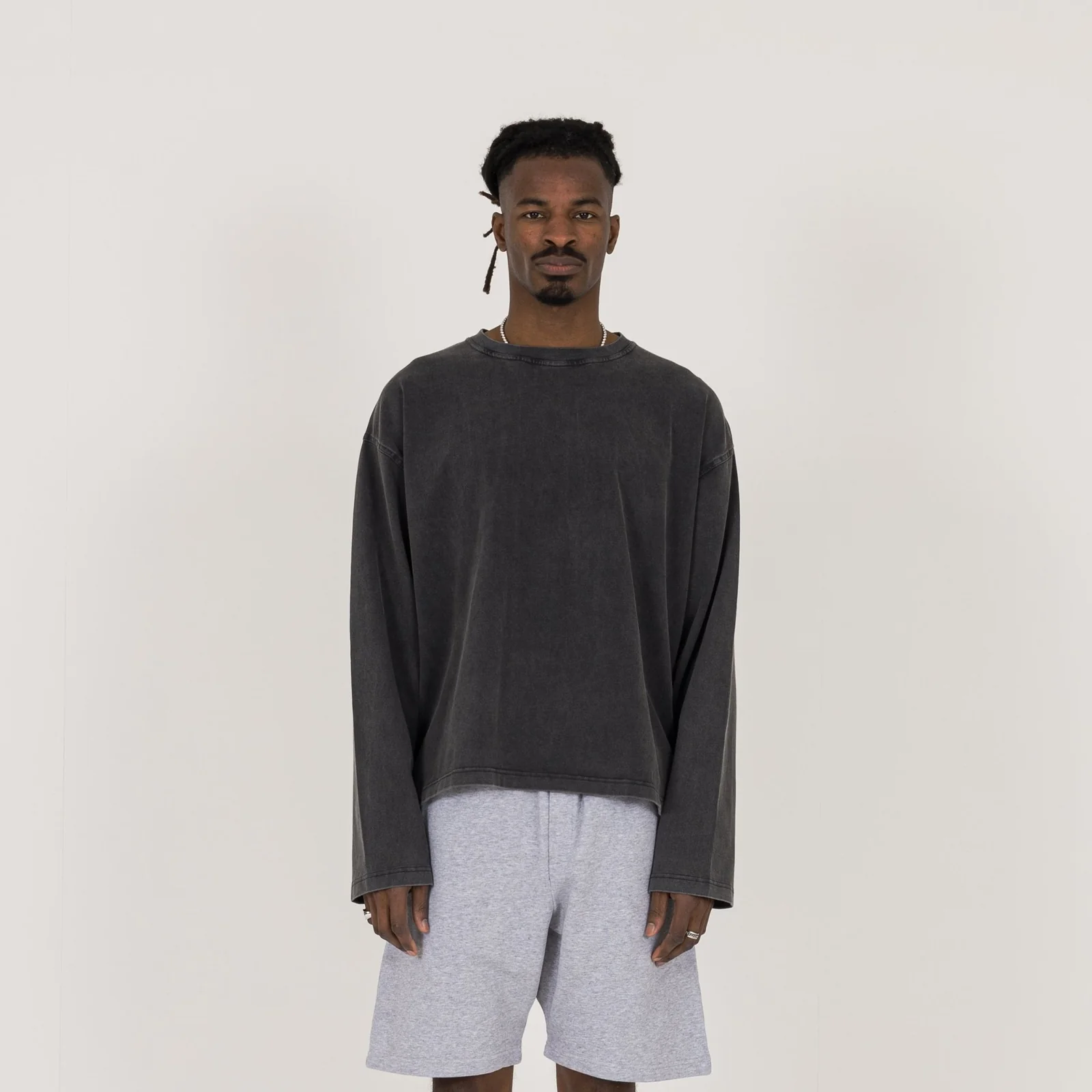 T-shirt court à manches longues homme - Noir vintage – Image 3